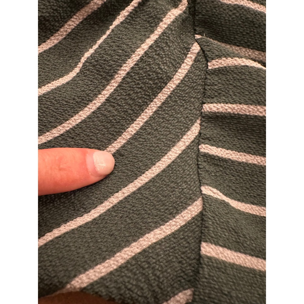 Monteau Womens Green Striped Off Shoulder Wide Leg Jumpsuit Size S Belted Lined - Picture 8 of 11